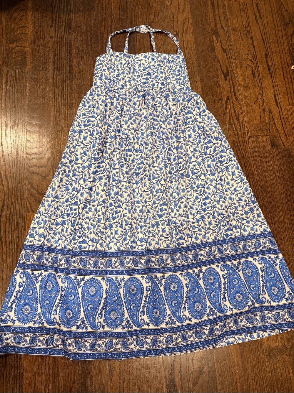 J. Crew Blue and White Printed Maxi Skirt